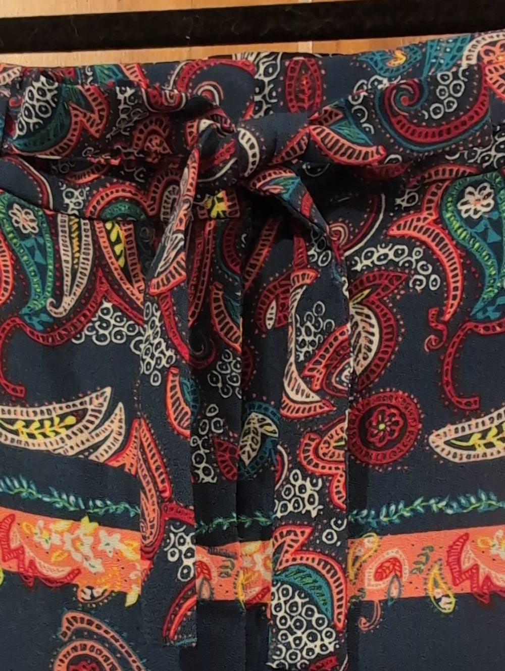 Navy Paisley Coral Trim Shorts